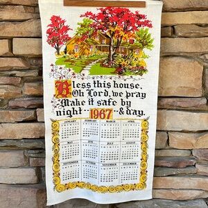 1967 Bless This House Vintage Tea Towel Calendar in Fall Colors